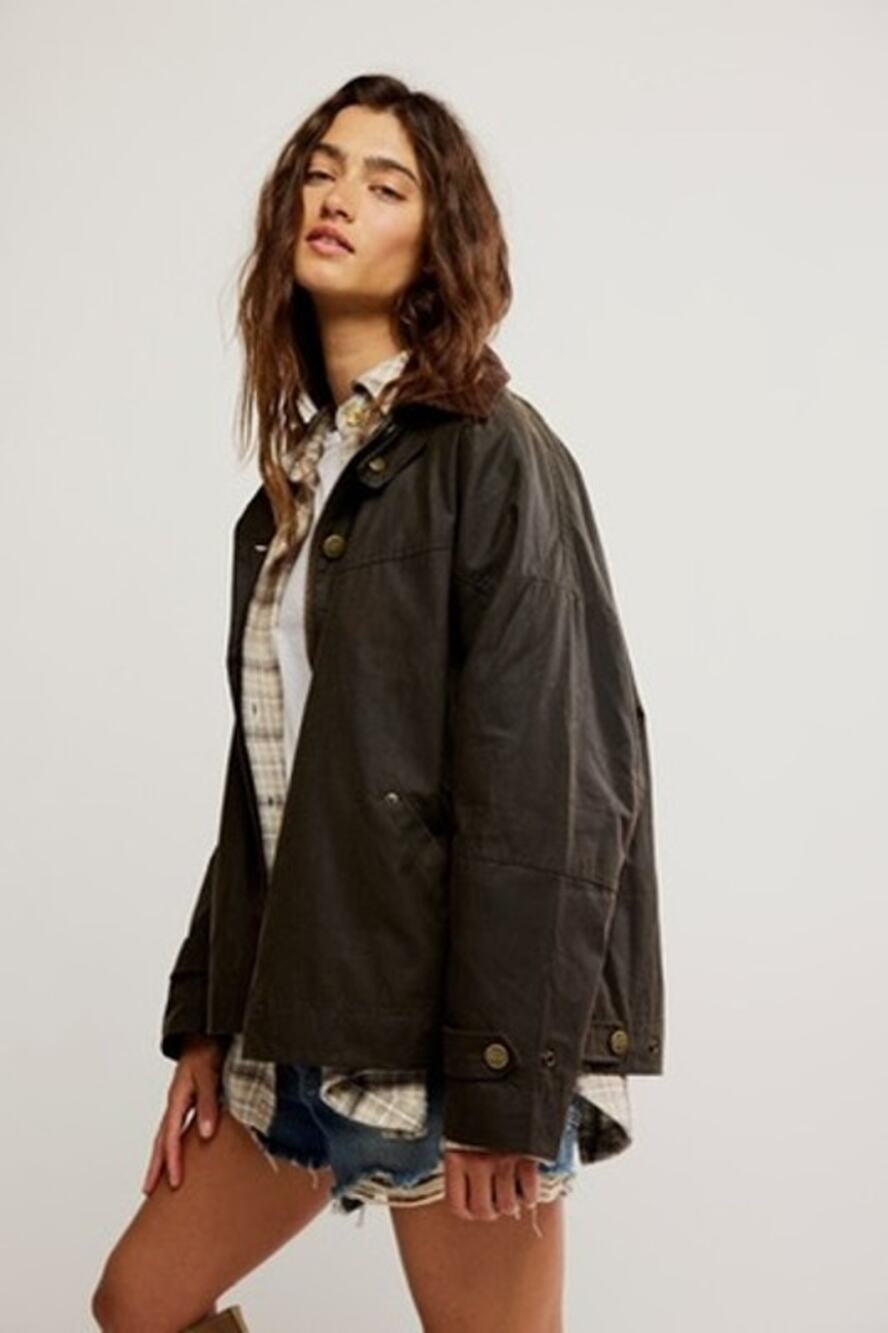 Free People Cori Waxed Jacket, Olive, NWT, Size M